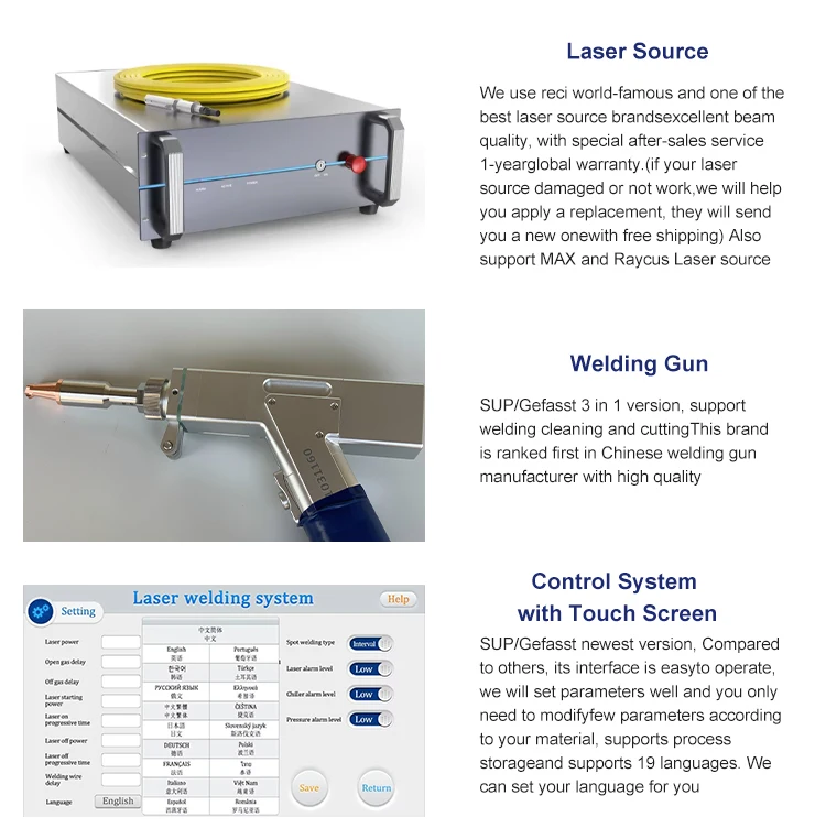 Laser Welding Machine Price for Metal 4 in 1 1000w 1500w Welding Cleaning Cutting Machine 2000w 3000w Laser Welders