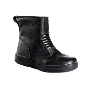 Wholesale Embossed Cow Leather Hard-wearing Outdoor Shoes Rubber Out Sole Anti Slip Protective Boots Mid-top Work Footwear