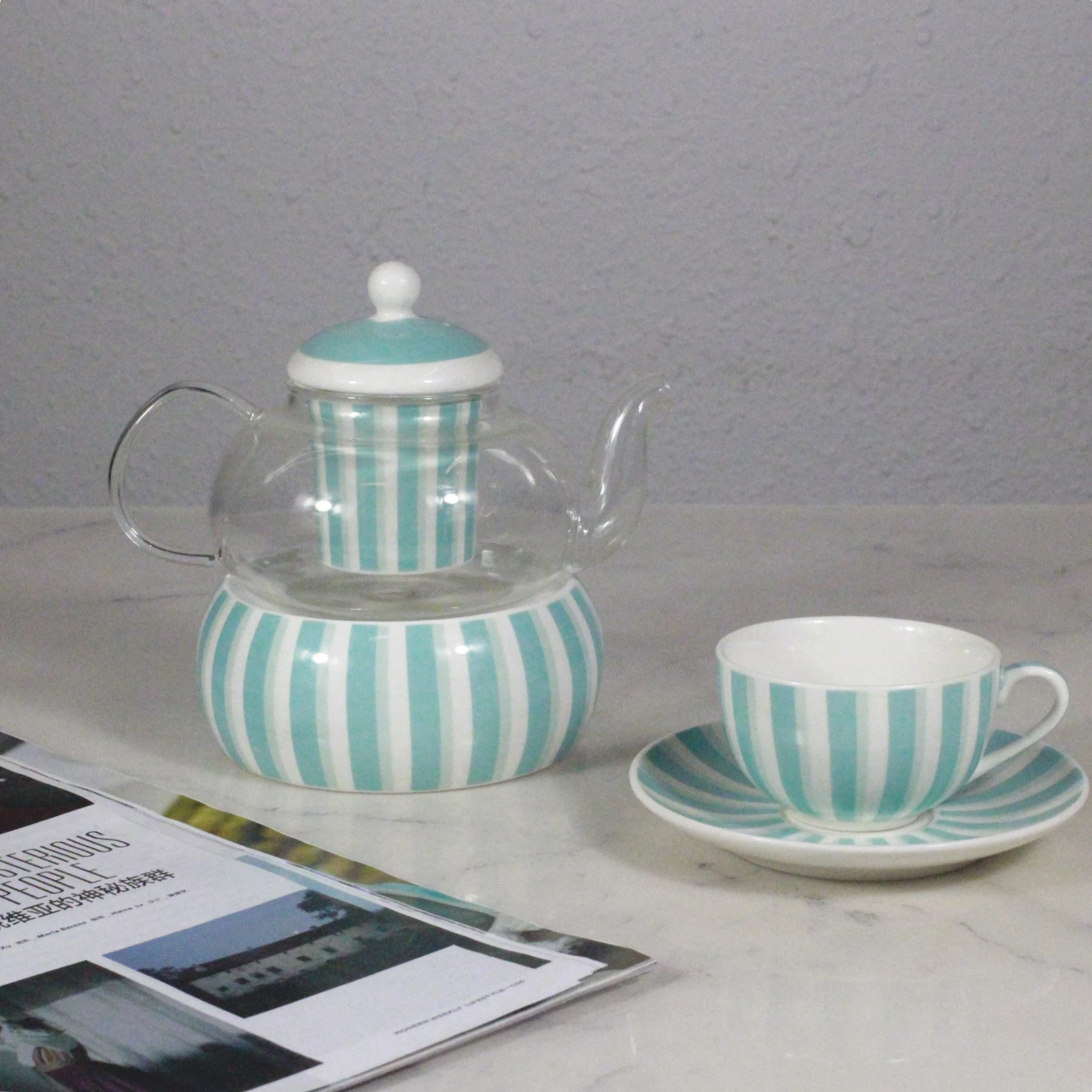 Tetera Con Rayas Y Filtro Para Té Y Flores,Juegos De Café Y Té,Vidrio  Resistente Al Calor De Alta Calidad Con Vidrio De Cerámica Y Hueso Nuevo -  Buy De Vidrio De Té,Tetera