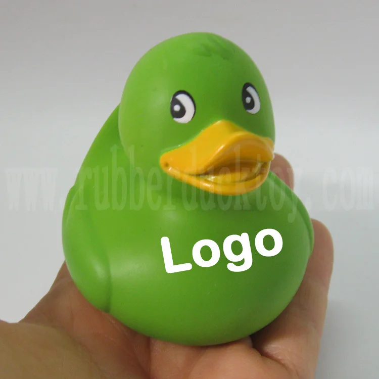 7 см Мини Зеленая резиновая утка с пользовательским логотипом пищалка дешевая зеленая игрушка для ванны плавающая