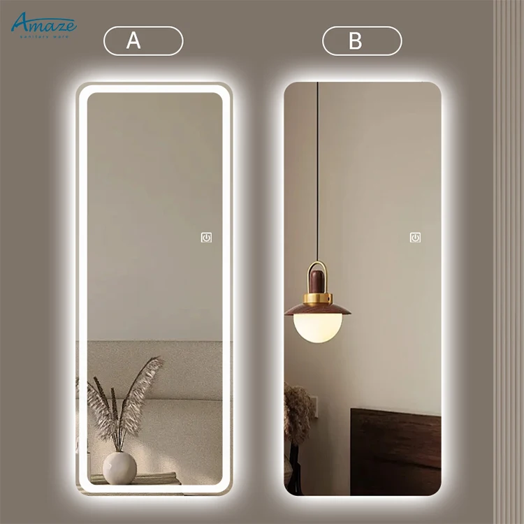 Factory wholesale custom wall mounted long mirror smart mirror rectangle defogger dressing led mirror intelligent