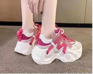 Casual Comfortable Lace-Up Anti-Slippery Sneakers Breathable Hard-Wearing Chunky Tennis Shoes