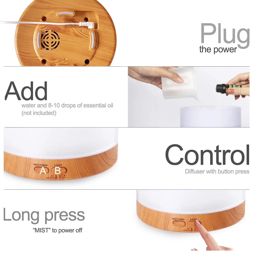 Multi Functional Desktop Air Flavoring Purification Purifier Ion for Room Air Humidifier With7 Color Led Night Light Desk Lamp