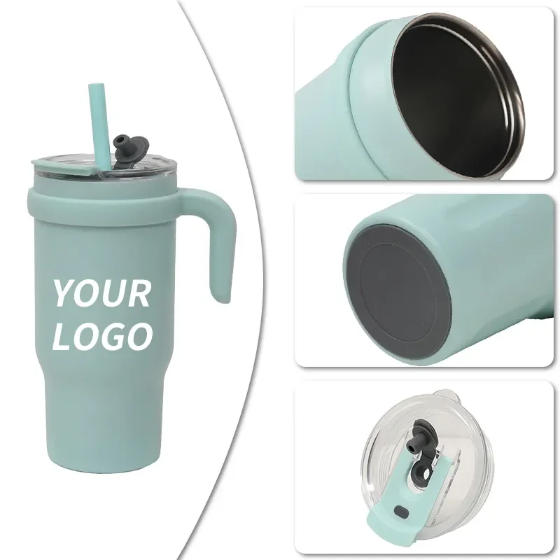 Leakproof Custom Logo 24oz Vacuum Insulated Vacuum Cup Travel Mug Stainless  Steel Tumbler 40 oz Tumbler with Handle Flip Straw