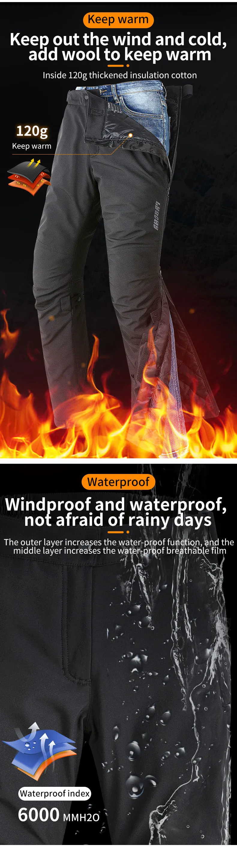 Lyschy Winter Windproof And Warm Motorcycle Riding Pants 120g Warm Cotton Motorcycle Quick Off