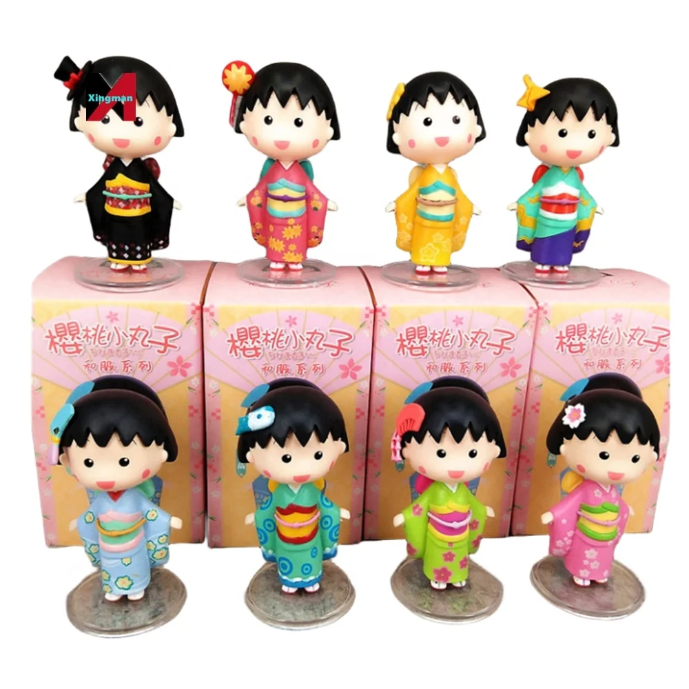Mini Pvc Anime Figurine Model Toy Gifts Mystery Action Figure Chibi Maruko Chan Kimono Blind Box Toys