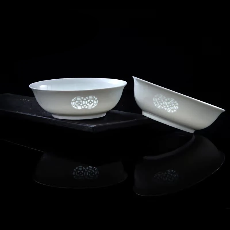 2024 New Jingdezhen Underglaze Celadon Linglong Porcelain Bowl and Dish Set Household Bone Porcelain Tableware Set Free details