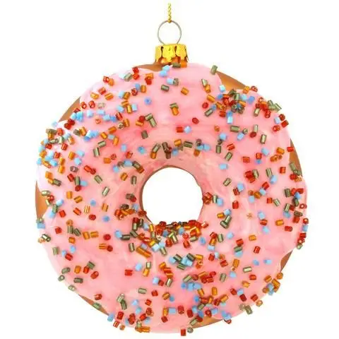 Hot sale Christmas tree decorations Christmas Decoration Supplies Hand Blown Glass Doughnut Hanging Ornaments For Sale