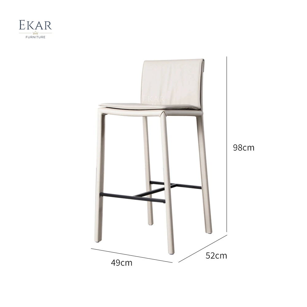 Metal Frame Bar Stool with Genuine Leather Seat - Sleek Style and Exceptional Comfort supplier