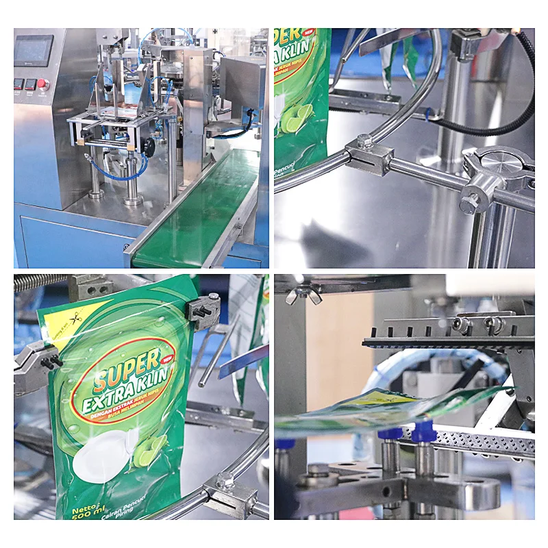 Spout Doypack Automatic Filling Liquid Juice Drinks Sealing Packaging Coconut Palm Cooking Oil Premade Pouch Packing Machine