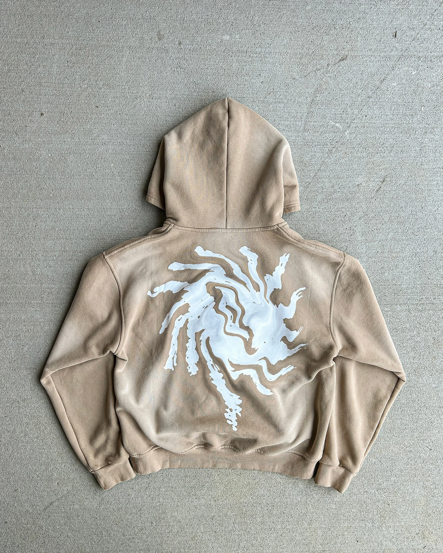 Custom Embroidery Printing Cloud Gray Vintage Hoodies Double Hood Patchwork Distressed Men Sun Fade Zip-up Hoodie gallery 2
