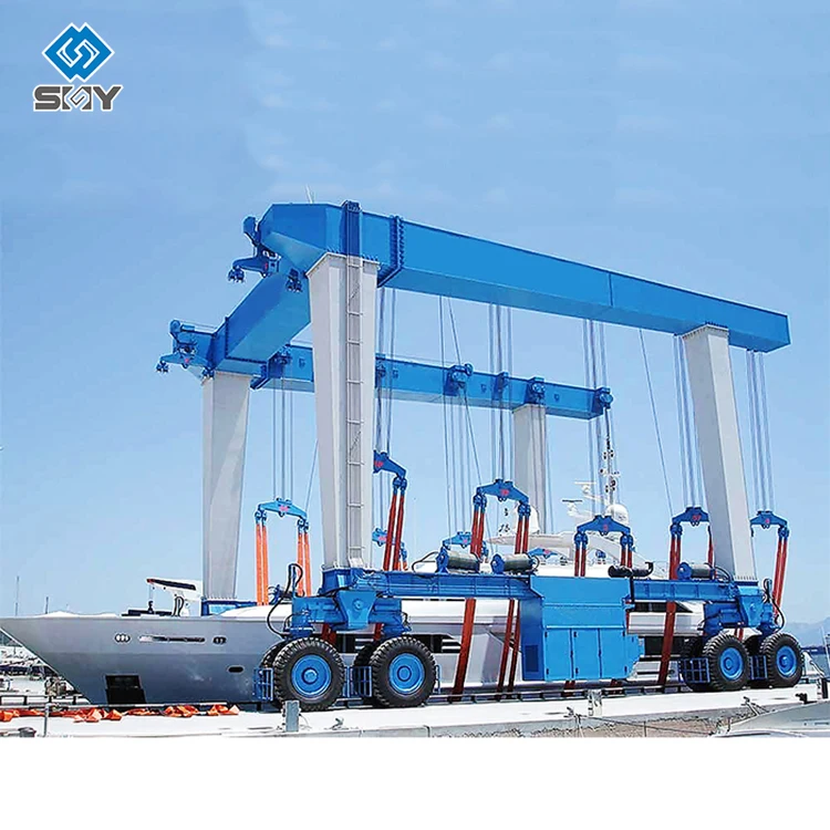 Mobile Boat Hoist Yacht Handling Machine 75tons 200 Tons Boat Lifting Gantry Crane for Sale