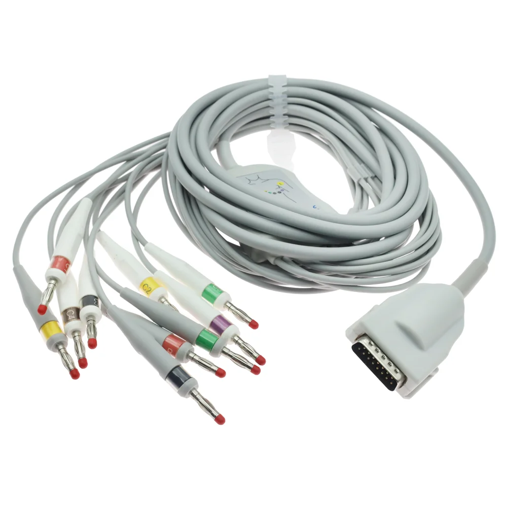 EKG Cable IEC Banana 4.0mm Connector Compatible Mortara  Burdick 8500/Atria 3000 4 Direct-Connect EKG Cable