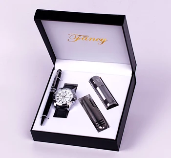Men's Pen Watch Flashlight Christmas Giveaways Gift Set Box for Boyfriend /Dad