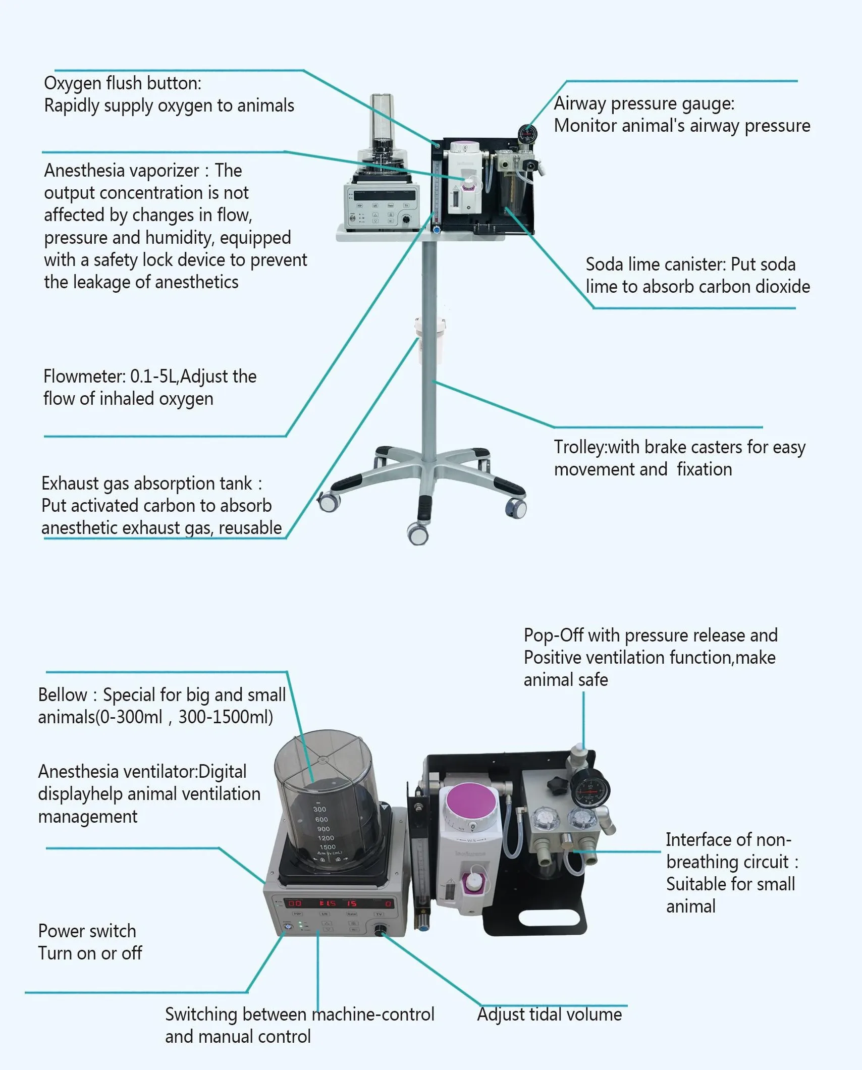 Small Animal Anesthesia Machine With Ventilator Medical Veterinary ...