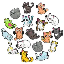 Custom Animal Cat Wholesale Crocs Shoes Charms Promotion Gifts Cats Kitty Silicone Rubber Crocs Shoe Decoration Shoe Charms