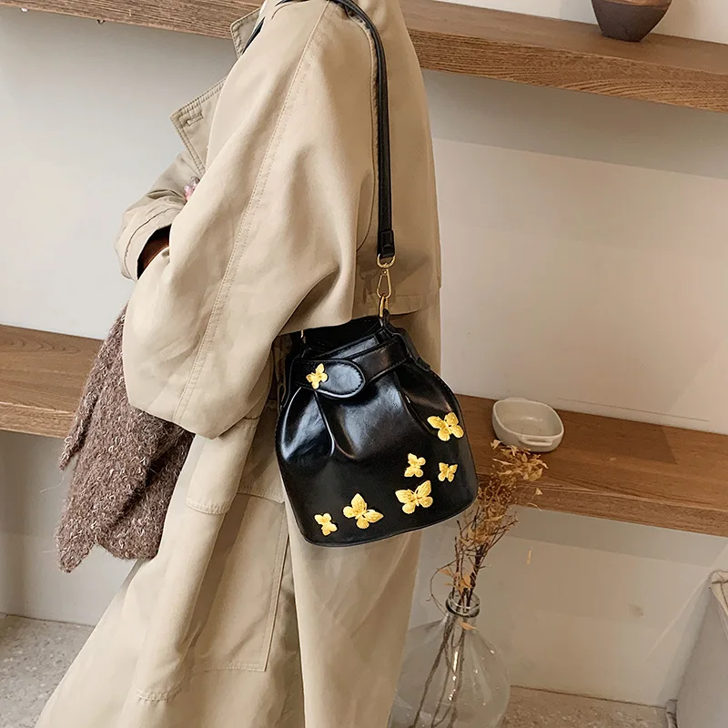 Shop Trendy Fashion Ladies Cute Butterfly Design Bucket Bag