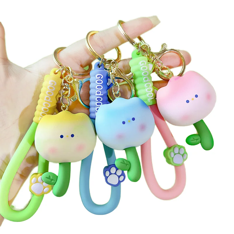 Creative Gift Design 3D Cartoon Sewn Soft Rubber PVC Keychain 3D Doll Backpack Hook