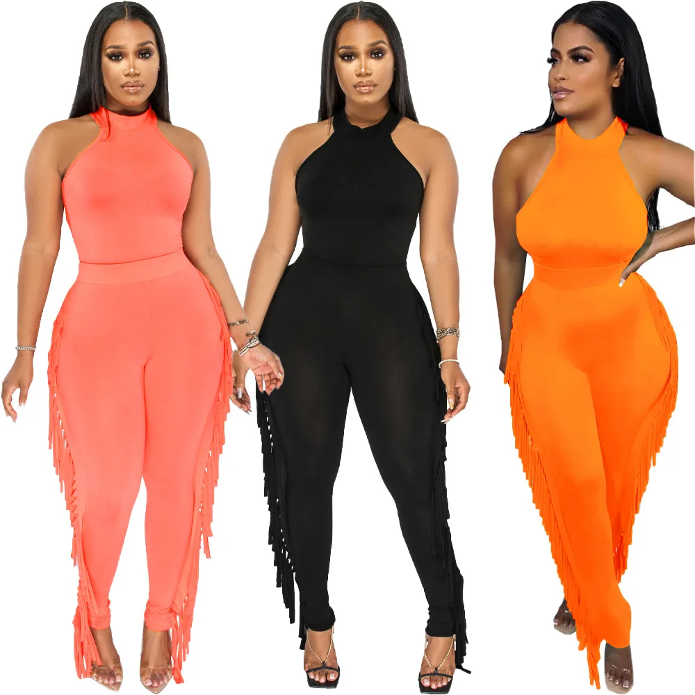 2022 Lady Club Outfit 2 Piece Sets Sexy Outdoor Fringe Pants Plus Size  Women Clothing Summer Crop Tank Top Two Piece Pant Sets - Buy America  Two-piece Suits,Two-piece Sportswear Suit,Sportswear Suit Product