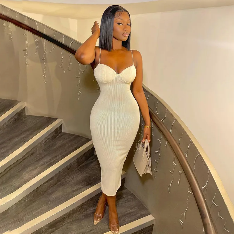 GX7448 Fashion Soft Flocking Bodycon Elegant Casual Dress