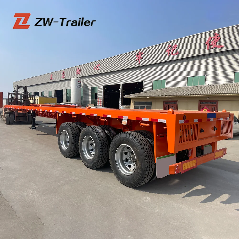 Zw Group Tri-axle 40ft Flatbed Semi Trailer Flatbed Trailer For Mexico ...