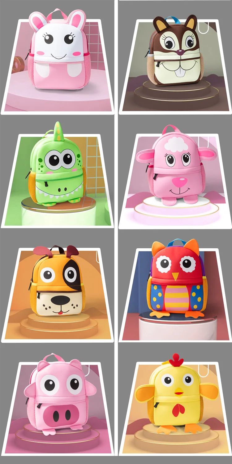2023 New Spring Summer Autumn Winter Season Hot Sale Popular Students Cartoon Neoprene Cute Kids Child Dog Backpack School Bag