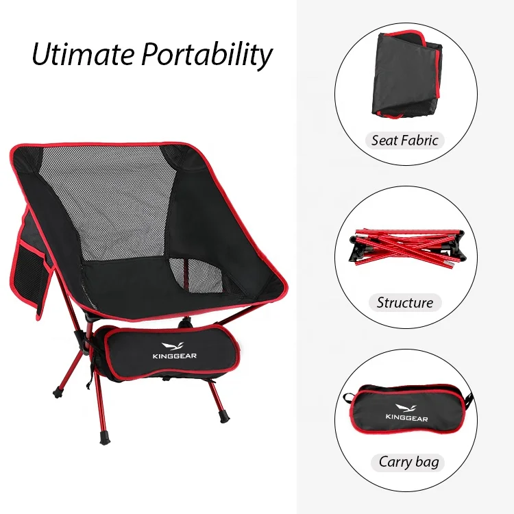 RTS Custom Portable Lightweight 120kgs Folding Foldable Aluminum 7075 Moon Camping Chair  for Hiking