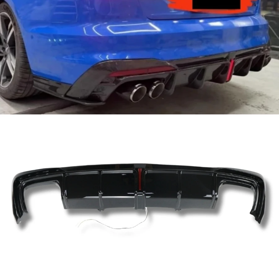 TIYPEOR Car Body Kits for Audi A4L 2020 - 2023 Car Rear Bumper Diffuser with LED Light Spoiler Splitter Back Lip Tuning