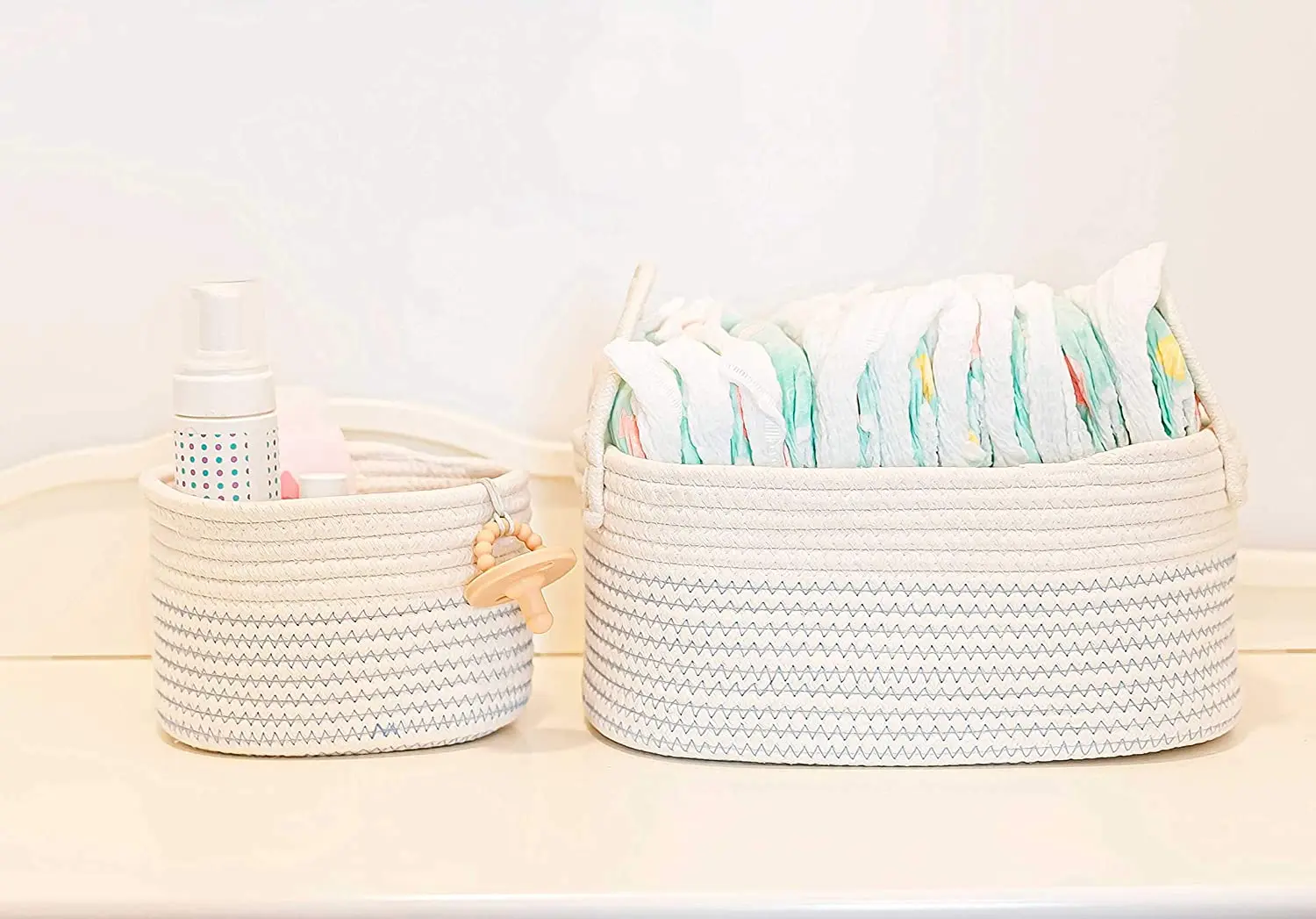 nest pack rope woven Diaper Caddy basket junian home arts