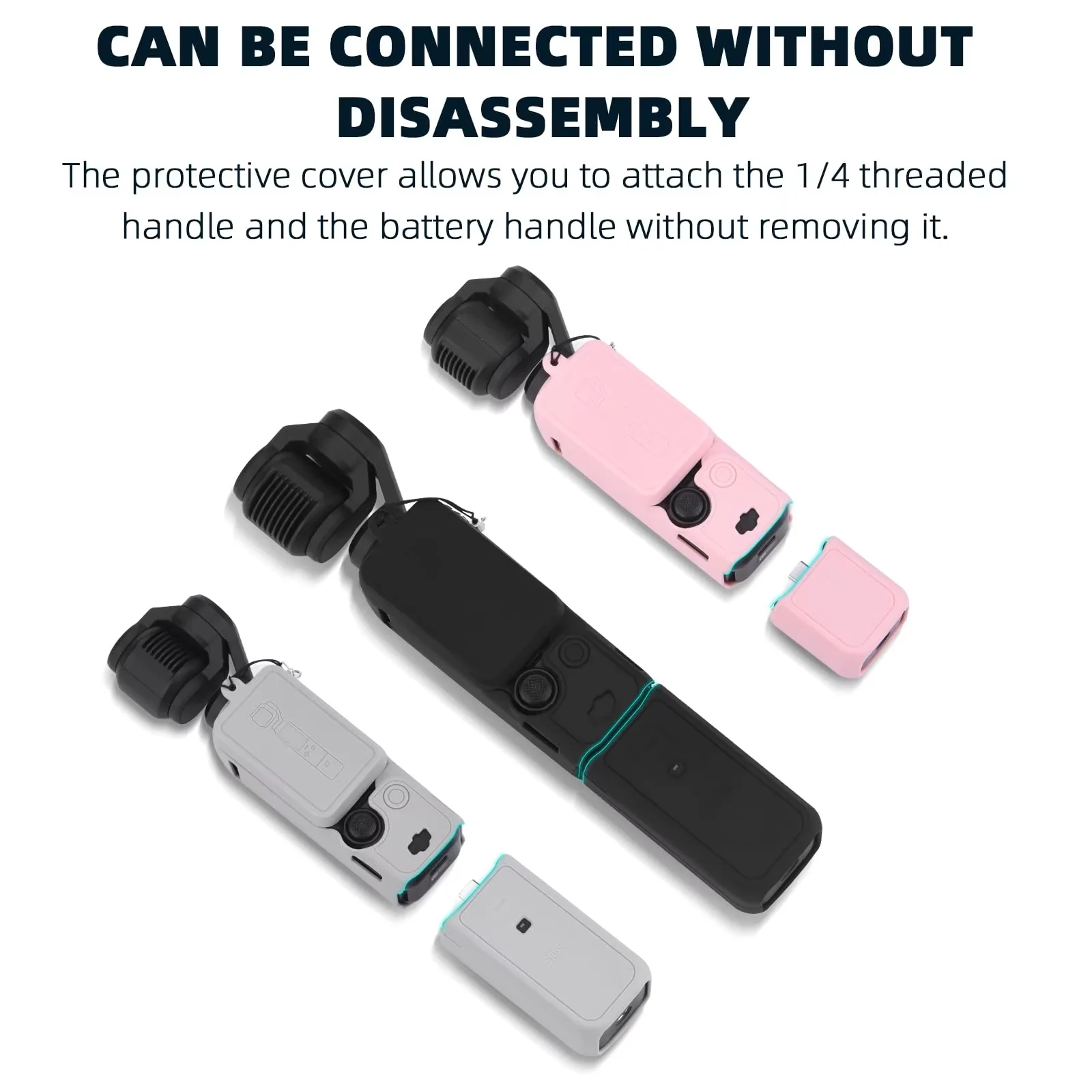 product laudtec for dji osmo pocket 3 silicone protective case lens screen cover shockproof hand strap sports camera accessory sjk1083-3