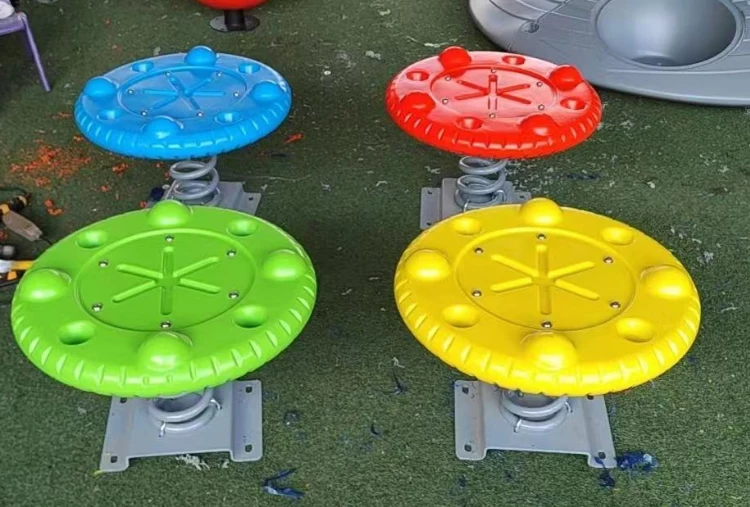 High-quality Children's Mini Spring Seat Outdoor Playground Plastic Seesaw Customizable plum Blossom Pile