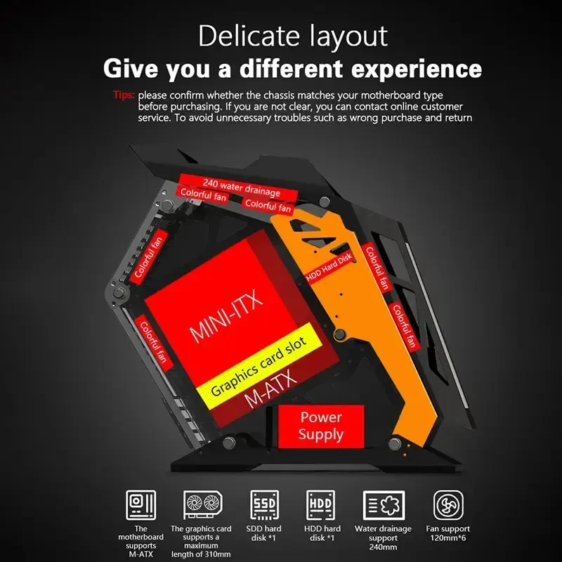 High Quality Pc Case Rgb Support M-Atx Motherboard Tempered Glass Gaming Desktop Computer Chassis