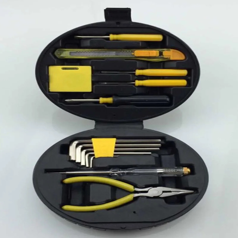 Auto Car Emergency Tool Kit Tool Box Air Pump Booster Cable Tow Rope with Flashing Warning