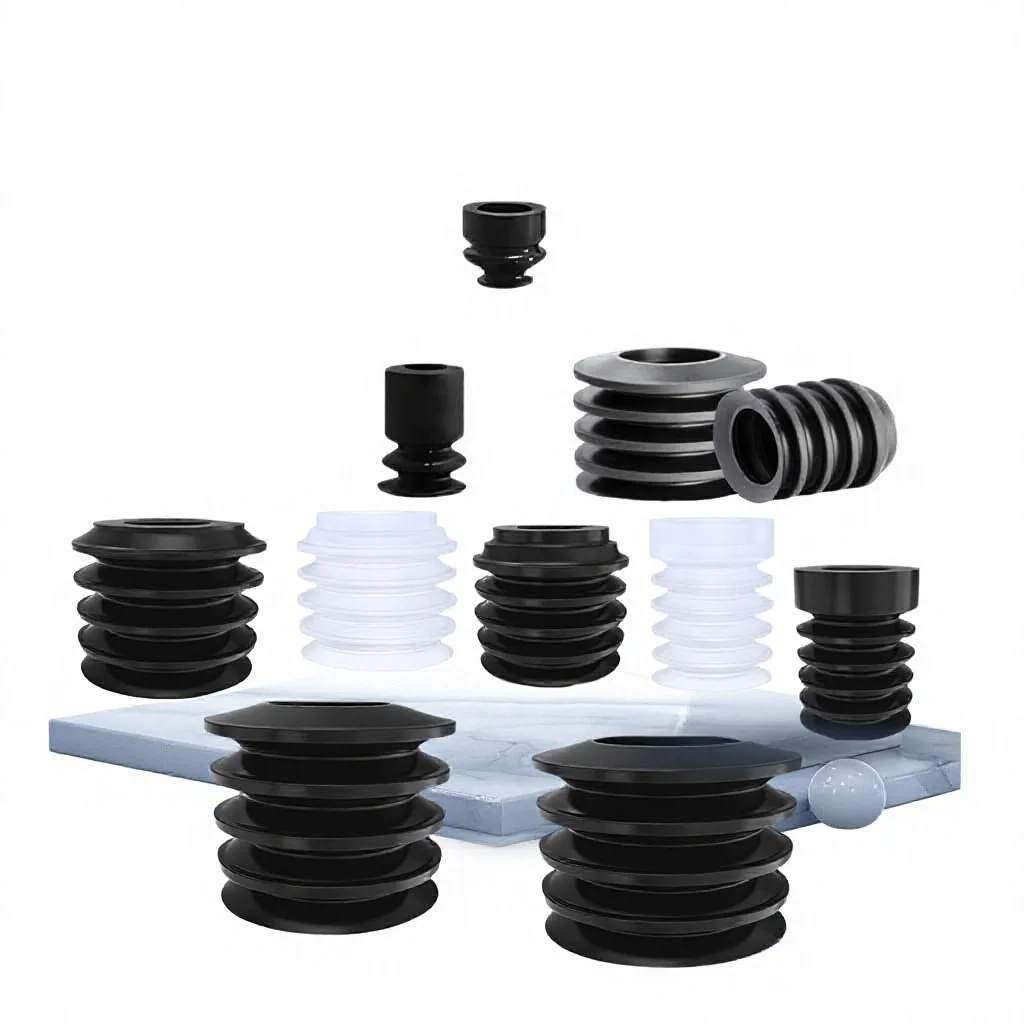 Industrial Mechanical Manipulator Pneumatic Nozzle, Powerful NBR & Silicone Rubber ZP2-15ZJ/46ZJ Accordion Multi-layer Vacuum Suction Cup for Automation Gripping