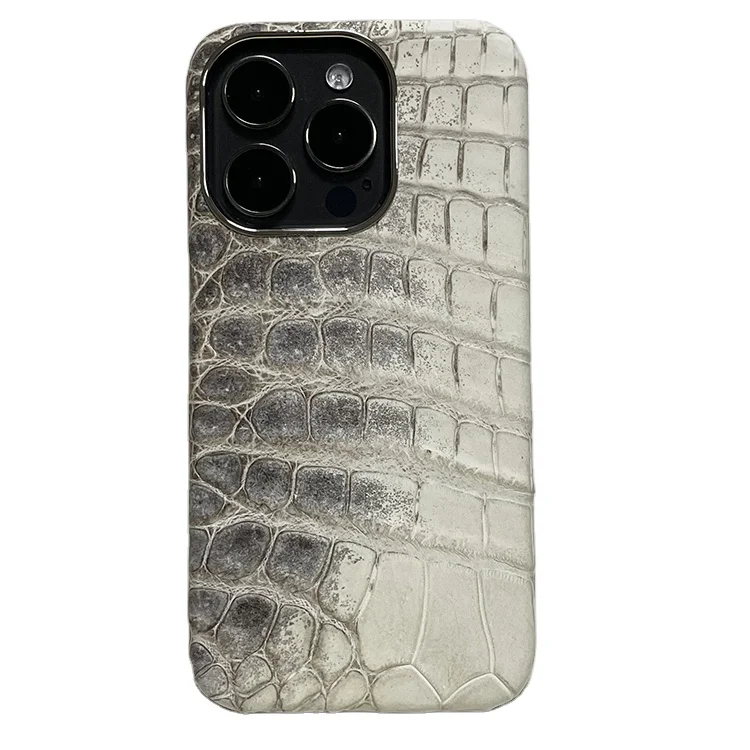 iPhone 14 Pro Genuine Leather Case Crocodile Texture