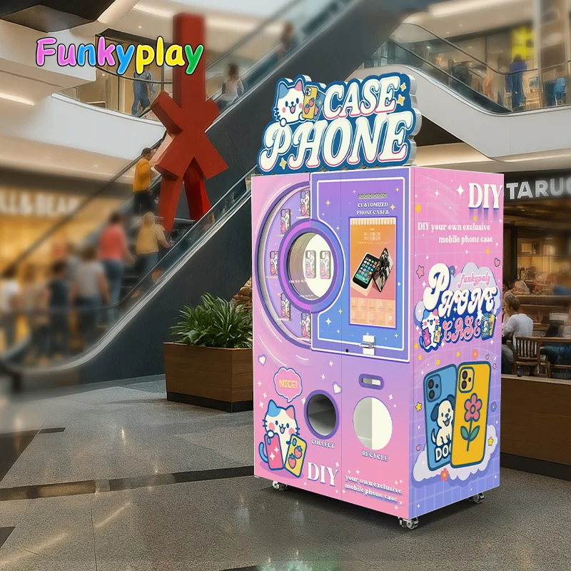 Funkyplay Máquina de Venda de Capas para Celular Estilosa e Automática com Padrões Personalizáveis e Função SDK