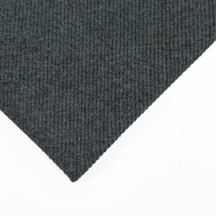 Plain Dyed Knit 2x2 Melange Rib Fabric for Sale, Stretch Cotton Ribbed Fabric for Clothing/ manufacture