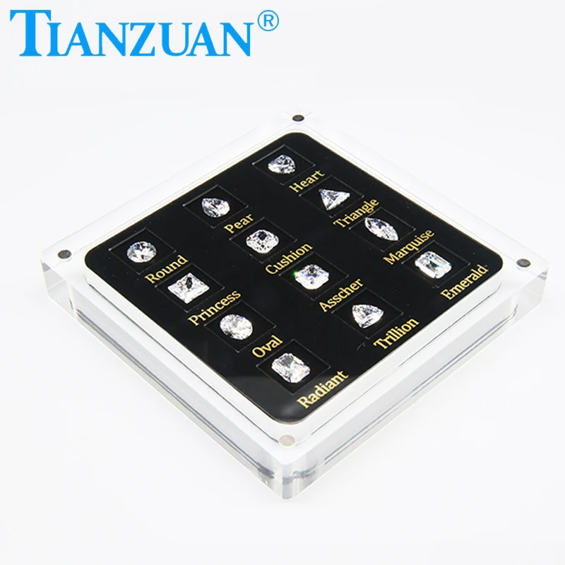 12 Shapes of Cubic Zirconia Loose Gemstone Display Tools Box Diamond Tester Master Set Cz Stone