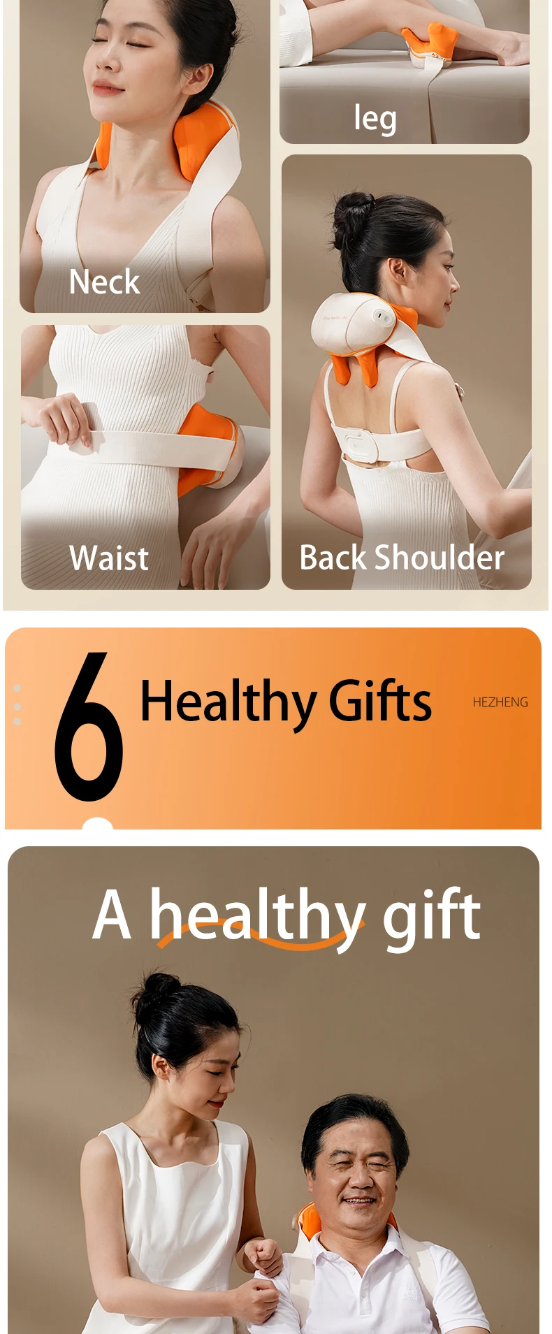 2025 Latest Multifunctional Shiatsu Electric Neck and Shoulder Massager Body Heat Pain Care Product Targeted for Comfort Relax