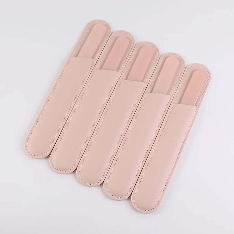 product wholesale leather case pink glass nail file  manicure tool nail file metal high quality-2