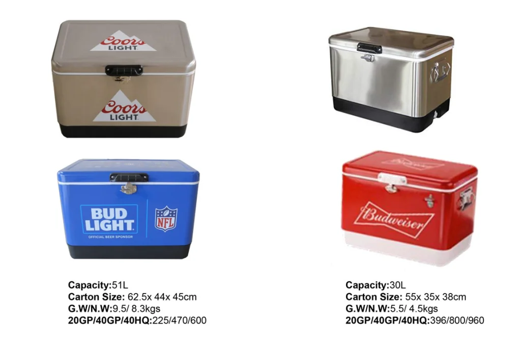 Custom Logo 7l 15l 20l 30l 51l Ice Box Cooler Retro Metal Corona