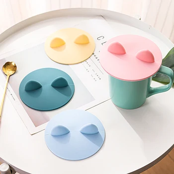 Cat ear shape anti-dust glass cup cover tea and coffee silicone cup cover
