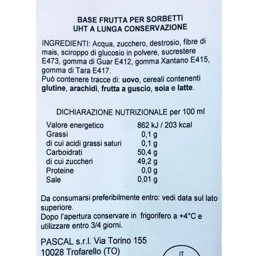 Высококачественное итальянское мороженое La Ricetta del gelato di Pa Base Frutta brick 1 л для магазина