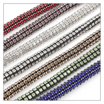 High quality 3MM six row mesh drill luxury Diamond Rope For Hoodies rhinestone rope crystal