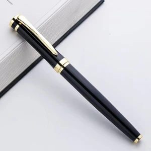 Gift Promotional Ball Pen Customized Logo Black Elegant Metal Body Roller Ball Pen