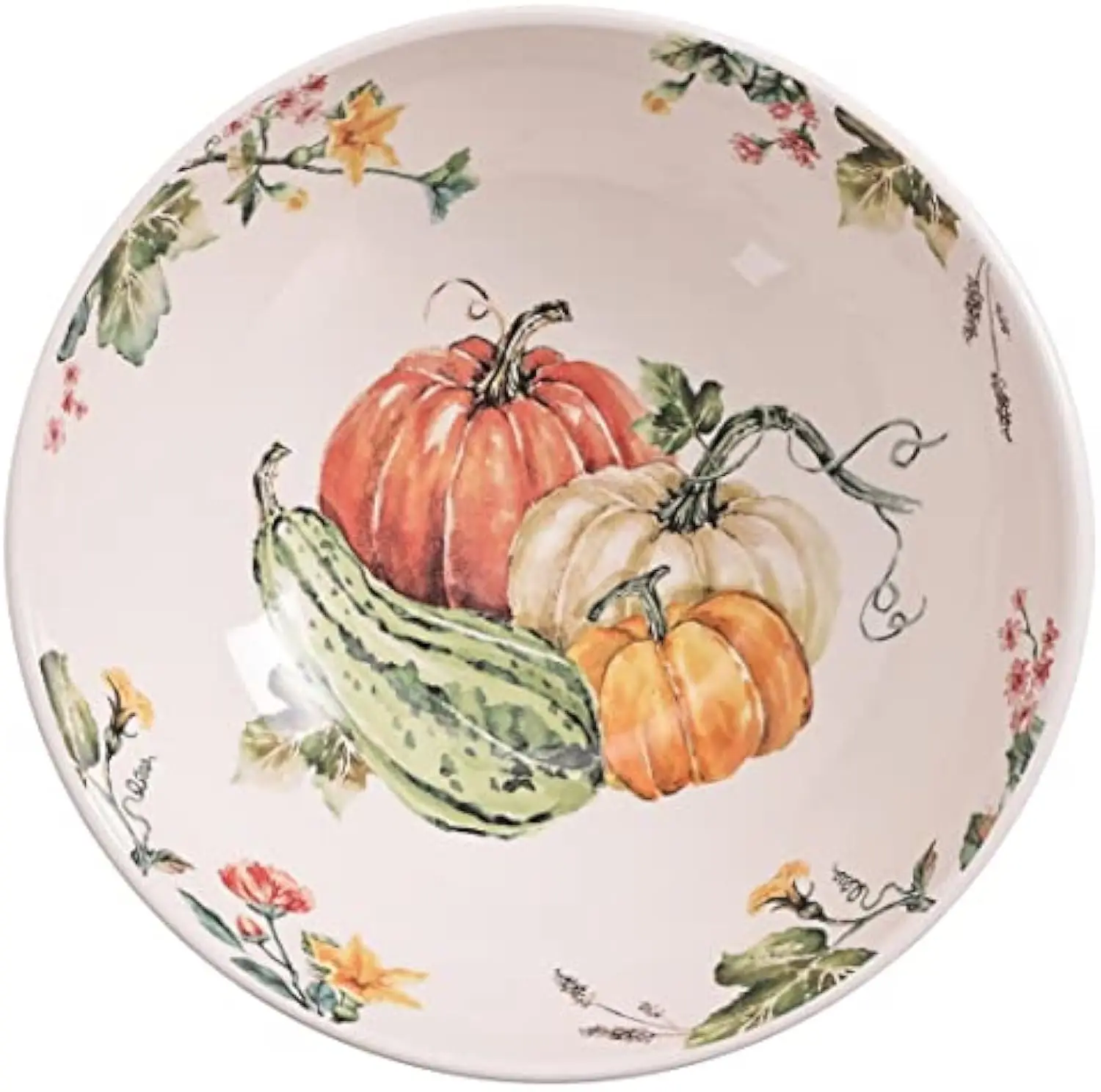 Customizable Pumpkin Feast Ceramic Serving Bowl, Microwave and Dishwasher Safe, Factory Direct