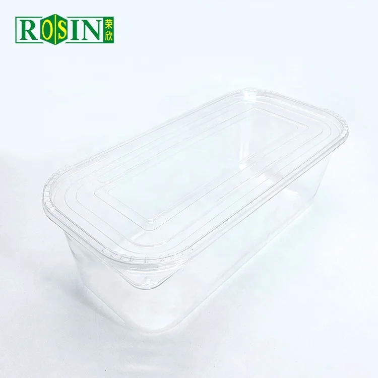 Custom logo 2 5l 3500ml Rectangular Disposable Takeaway clear Plastic Ice Cream Shop Freezer Container With Lid