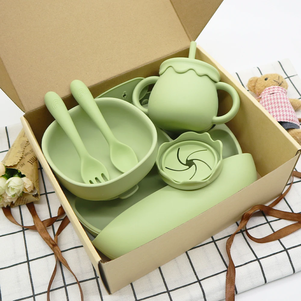 Bpa Free Ecofriendly Colorful Tableware Silicone Baby Feeding Suction