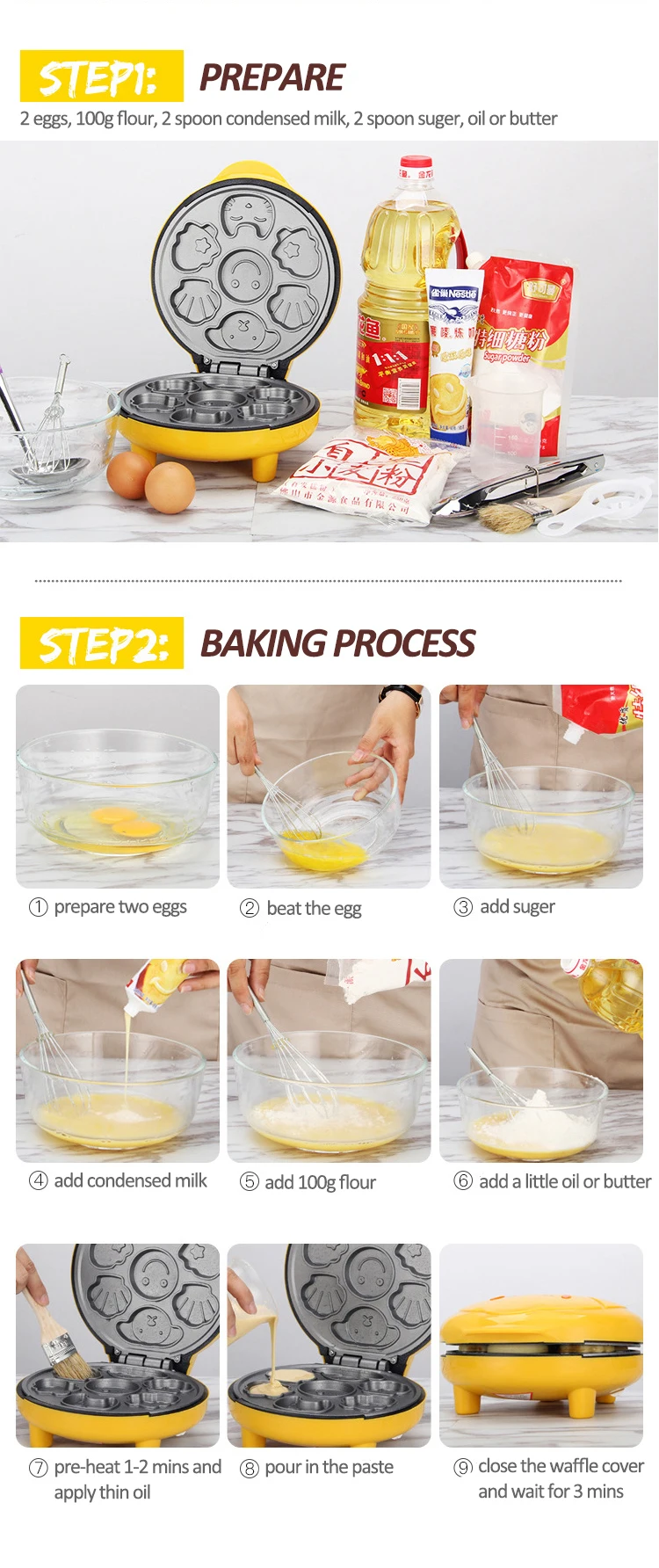 Cartoon Automatic Cake Baking Machine Small Toaster Double Heating