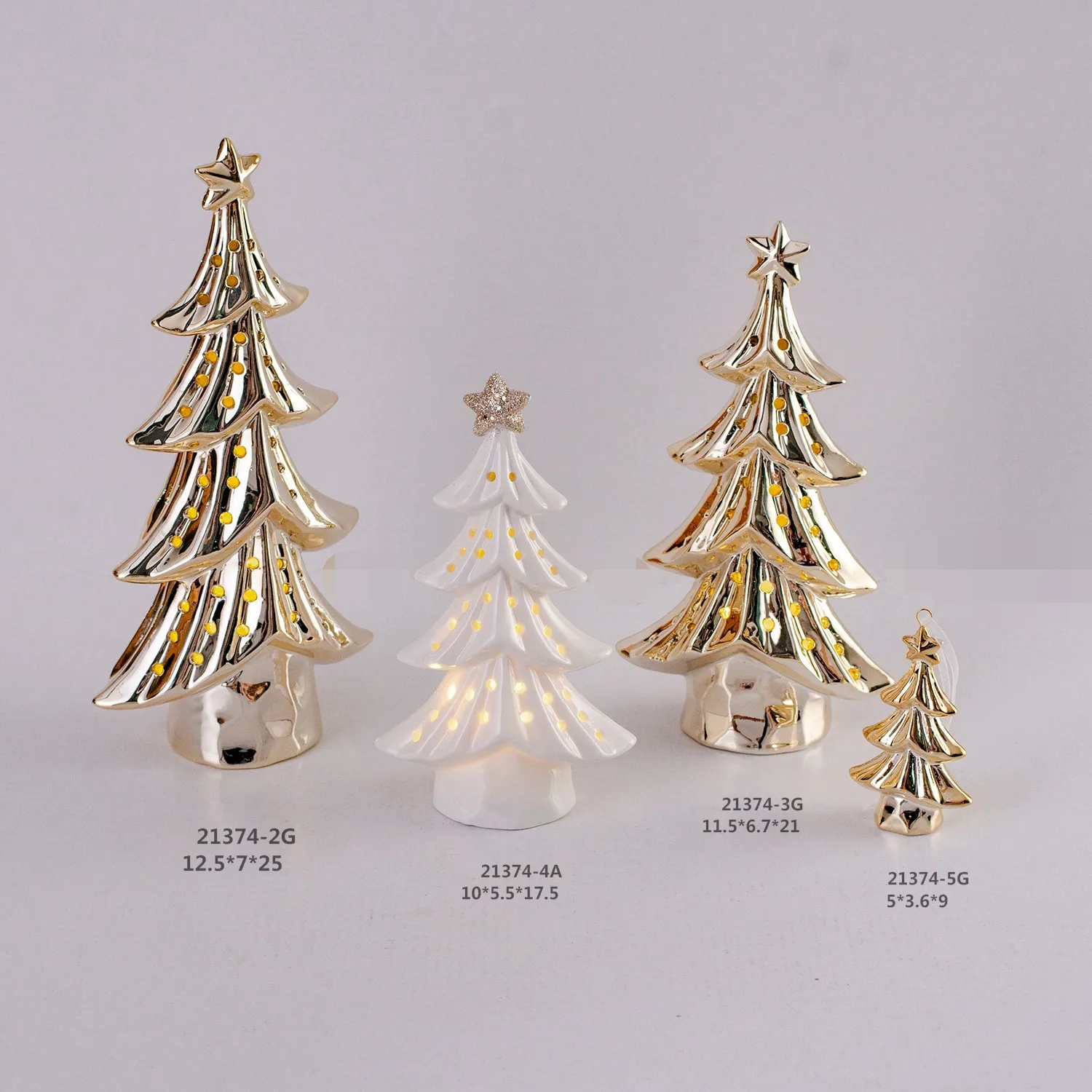 Ceramic Christmas Tabletop Ornament Tree Design with LED Light